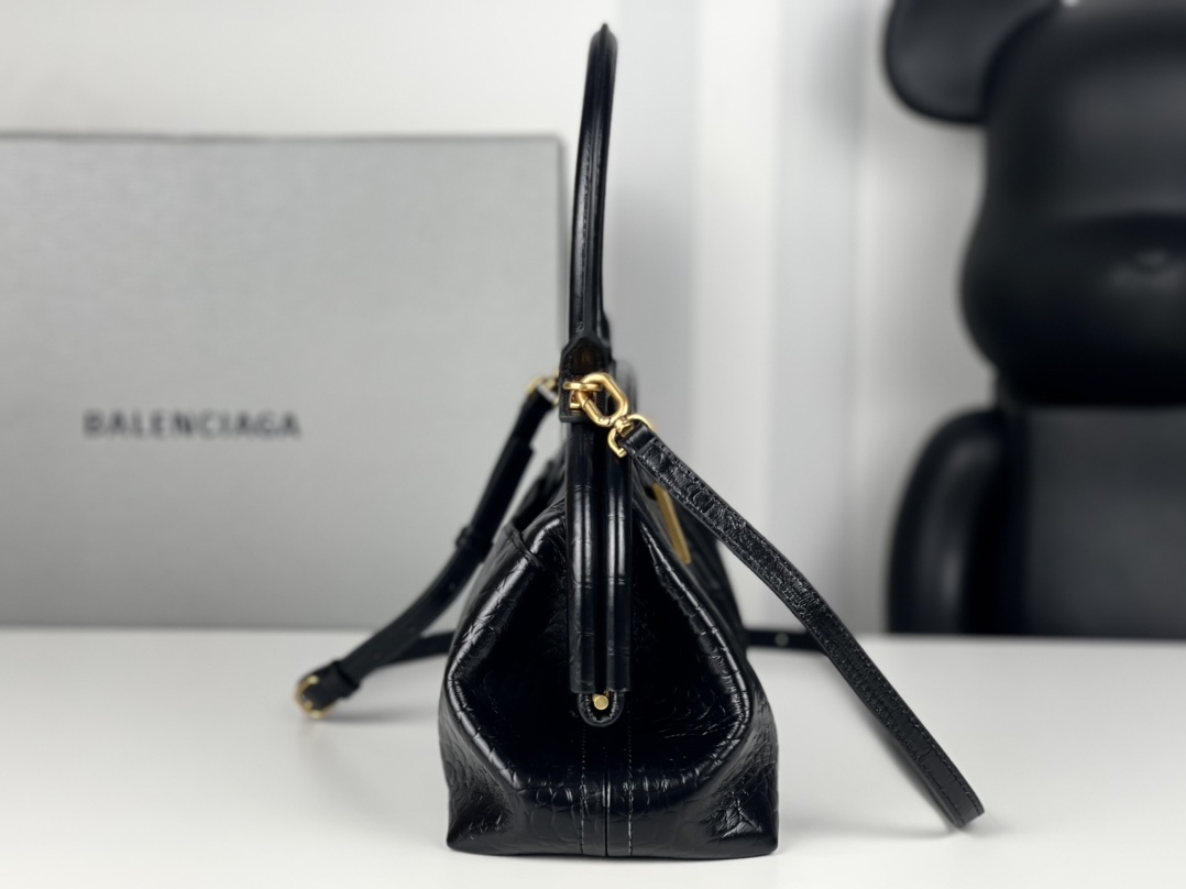 Summer Popular Balenciaga Women Editor Small Bag Crocodile Embossed Black AAA Quality