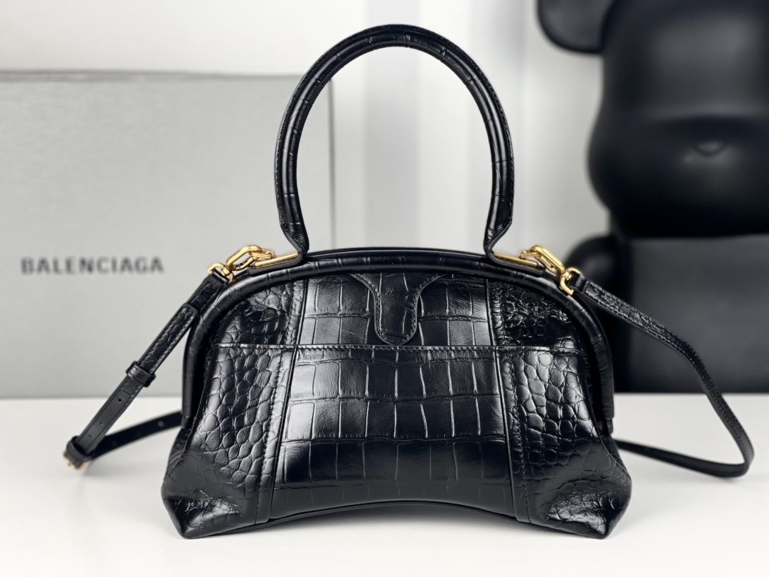 Summer Popular Balenciaga Women Editor Small Bag Crocodile Embossed Black AAA Quality