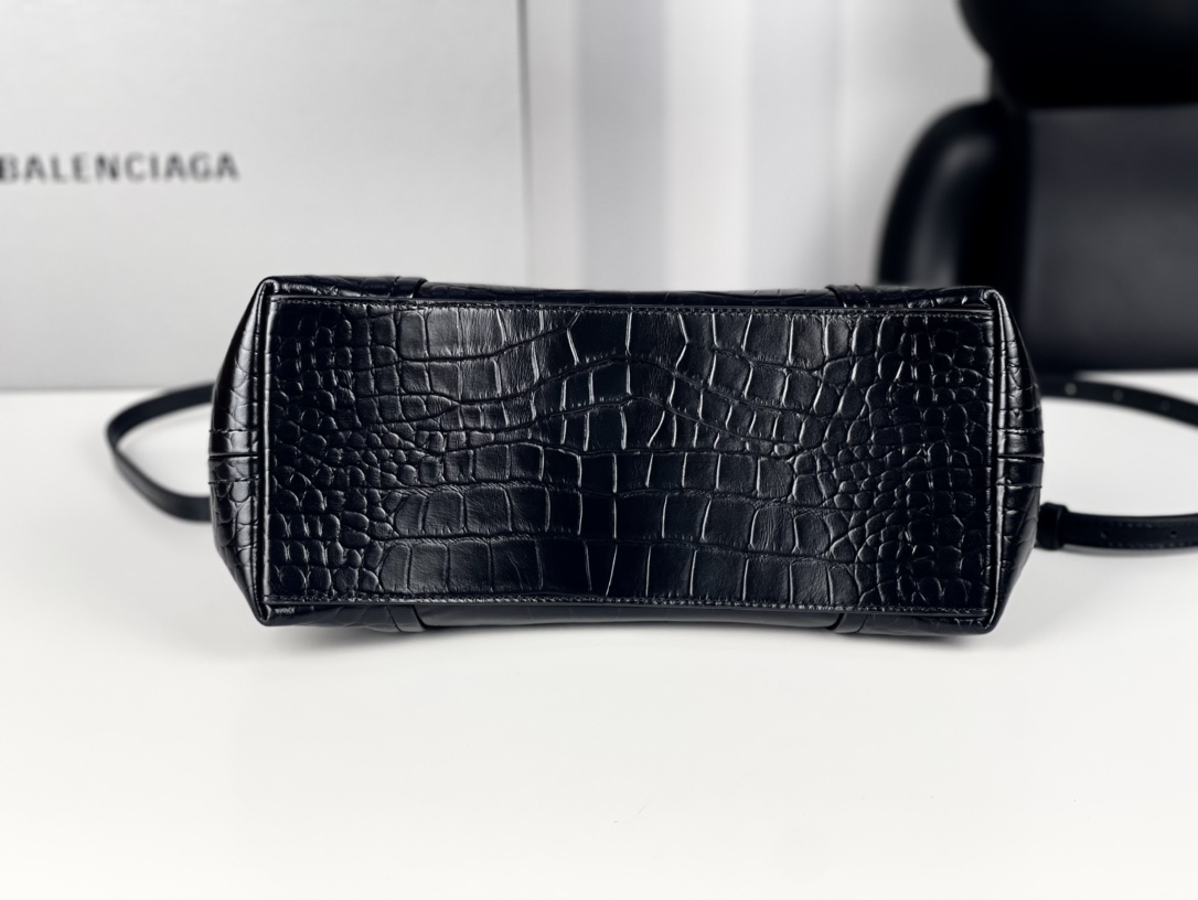 Summer Popular Balenciaga Women Editor Small Bag Crocodile Embossed Black AAA Quality