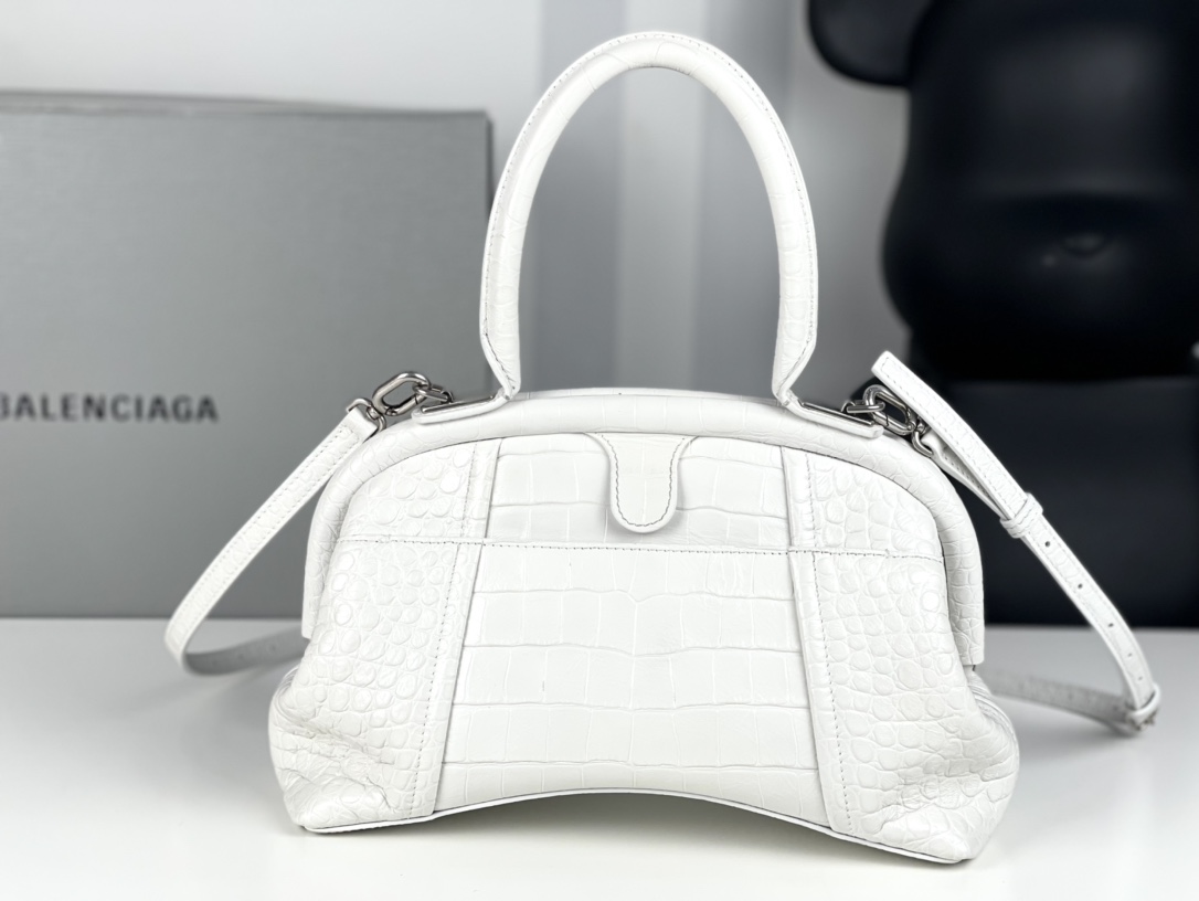 Summer Popular Balenciaga Women Editor Small Bag Crocodile Embossed White AAA Quality