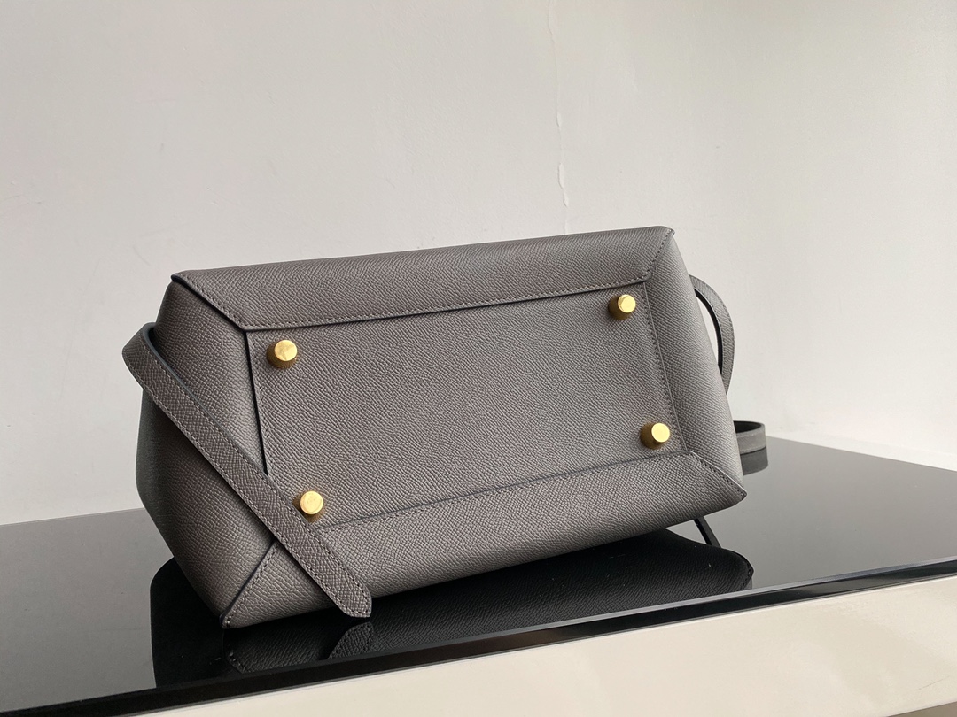 Top Copy Celine Nano Belt Bag In Grained Calfskin Gray 20cm