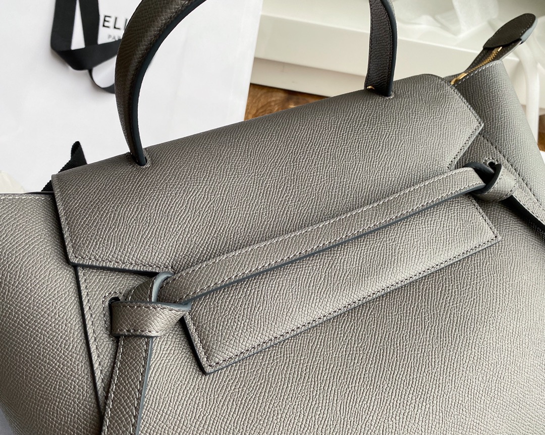 Top Copy Celine Nano Belt Bag In Grained Calfskin Gray 28cm