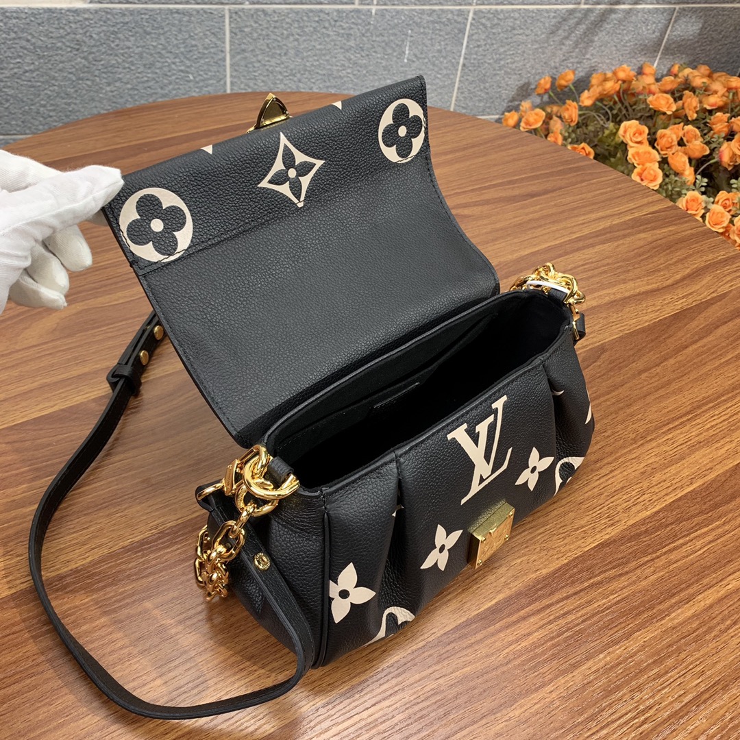 Top Copy Louis Vuitton M45859 Favorite Shoulder Bag Black and Beige Cowhide Leather