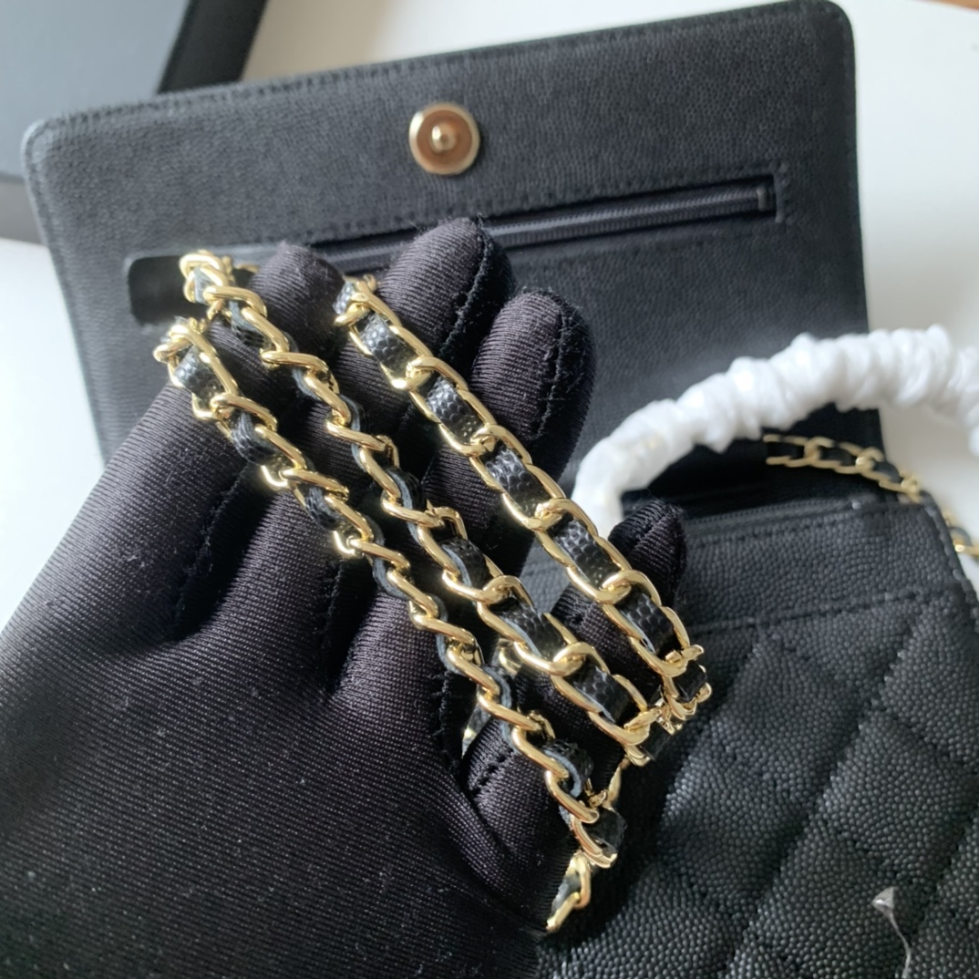 Top Quality AP2021 Chanel Woc Wallet On Chain Caviar Leather Black