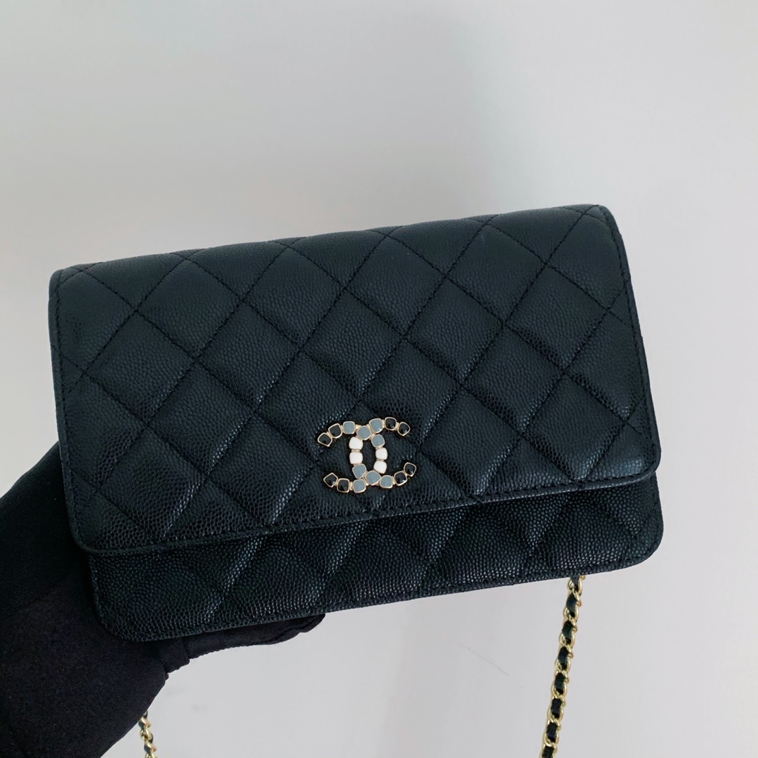 Top Quality AP2021 Chanel Woc Wallet On Chain Caviar Leather Black