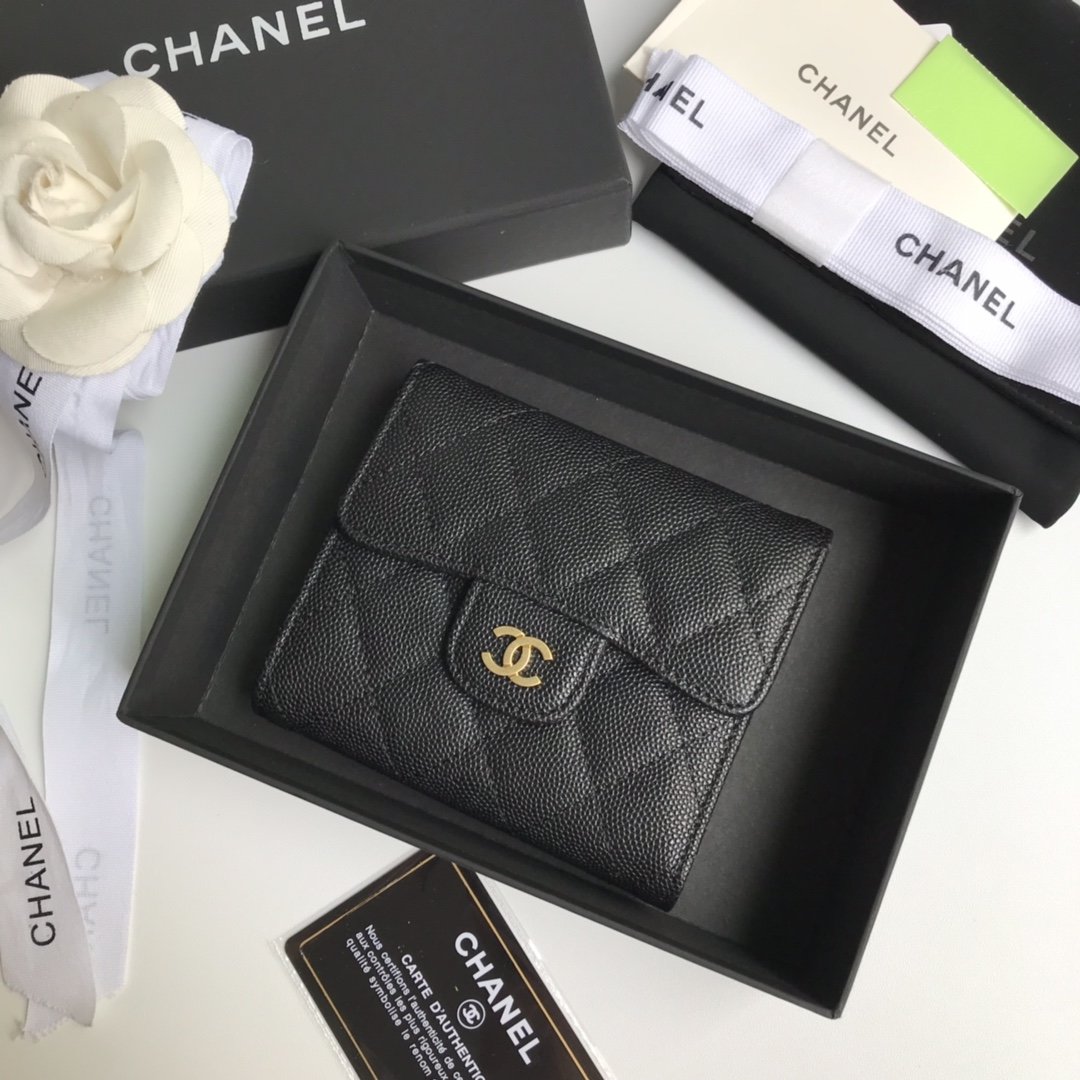 Top Quality Chaenl AP0230 Classic Small Flap Wallet Black