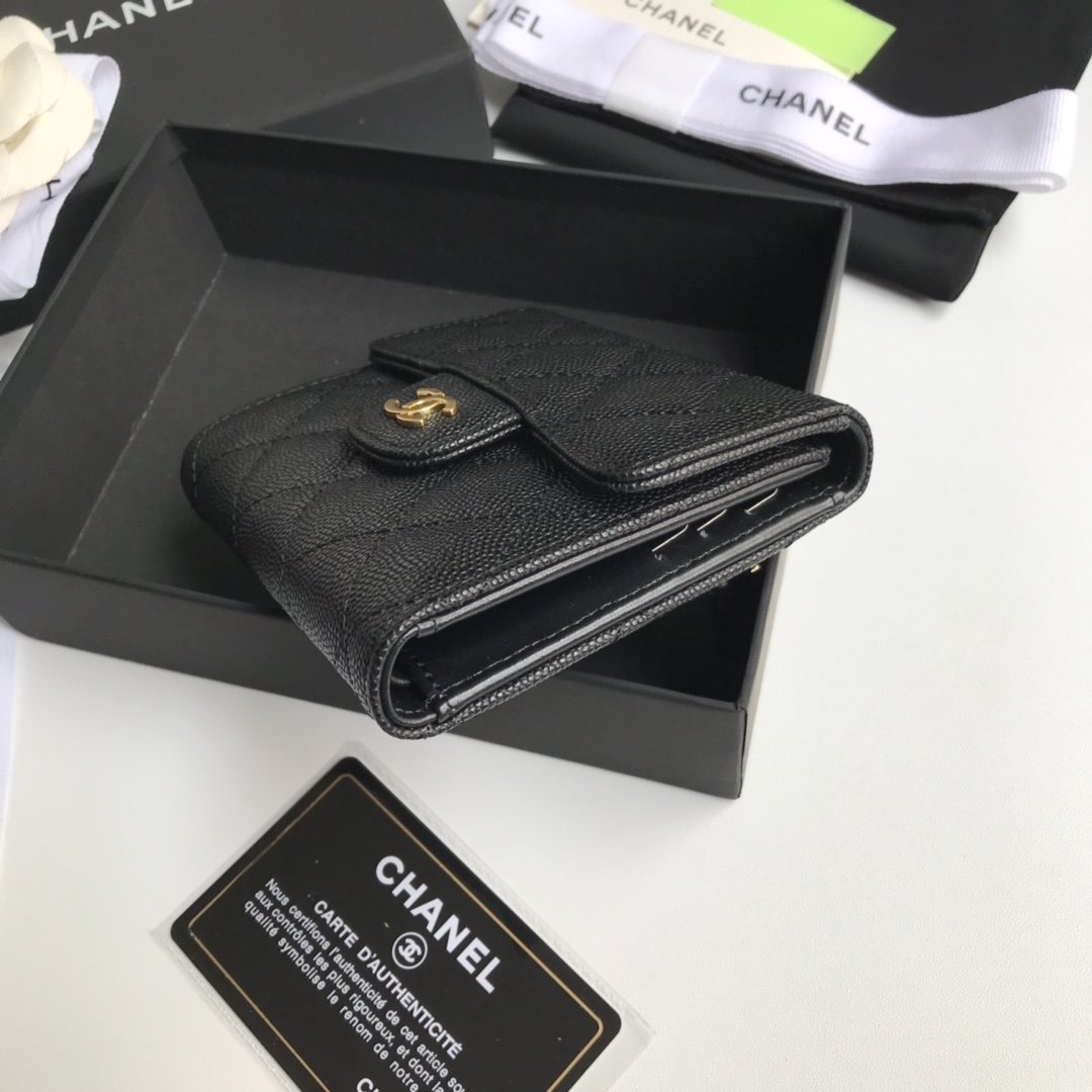 Top Quality Chaenl AP0230 Classic Small Flap Wallet Black