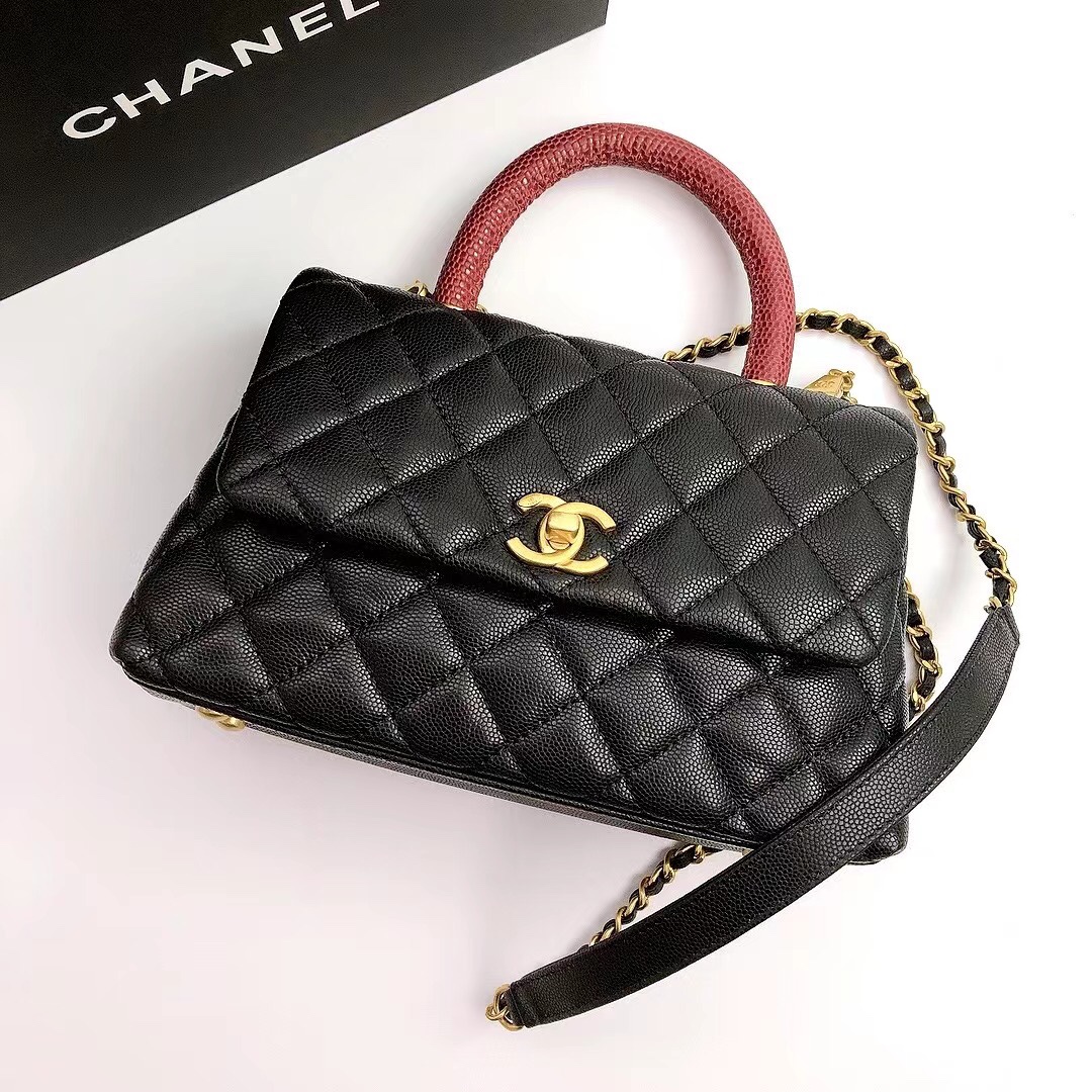 Top Quality Chanel A186 Coco To handle Handabag 23cm with Red Hnadle