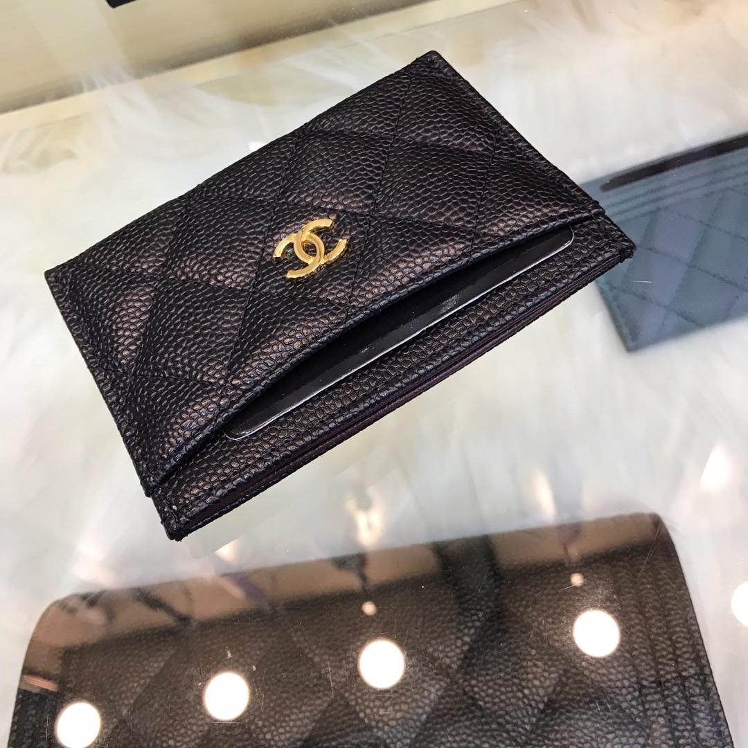 Top Quality Chanel CF Small Card Bag Black Genuine Leather Gold Tone Metal