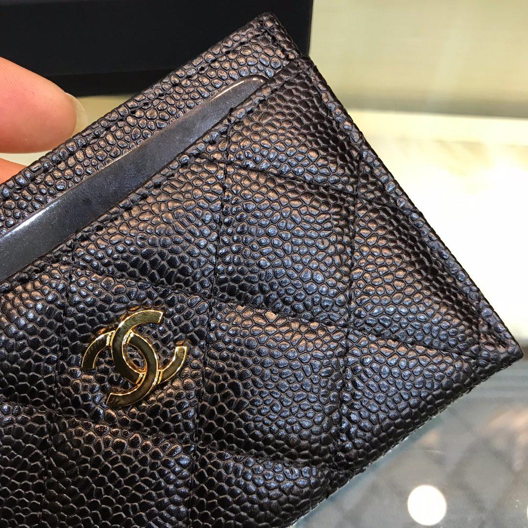 Top Quality Chanel CF Small Card Bag Black Genuine Leather Gold Tone Metal