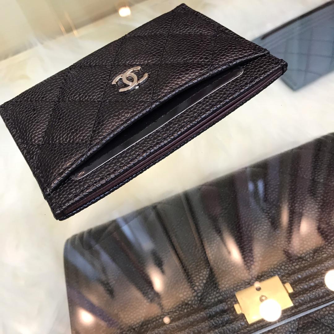 Top Quality Chanel CF Small Card Bag Black Genuine Leather Silver Tone Metal