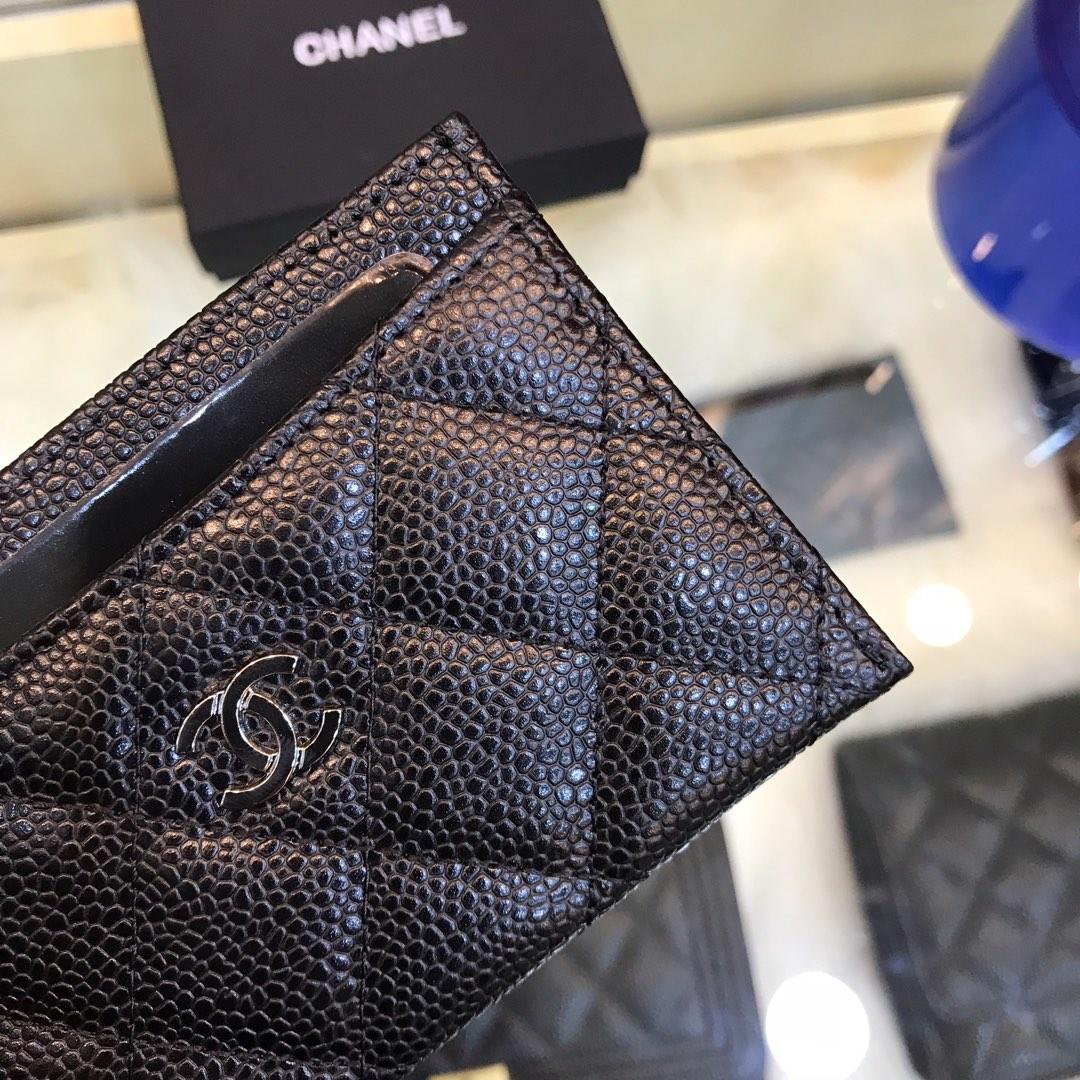 Top Quality Chanel CF Small Card Bag Black Genuine Leather Silver Tone Metal