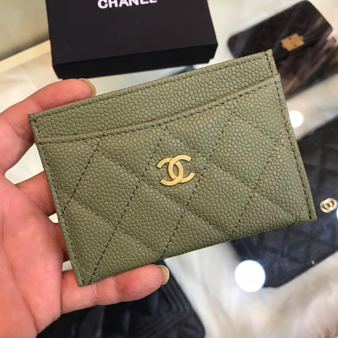 Top Quality Chanel CF Small Card Bag Dake Green Genuine Leather Gold Tone Metal