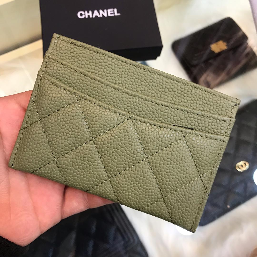 Top Quality Chanel CF Small Card Bag Dake Green Genuine Leather Gold Tone Metal