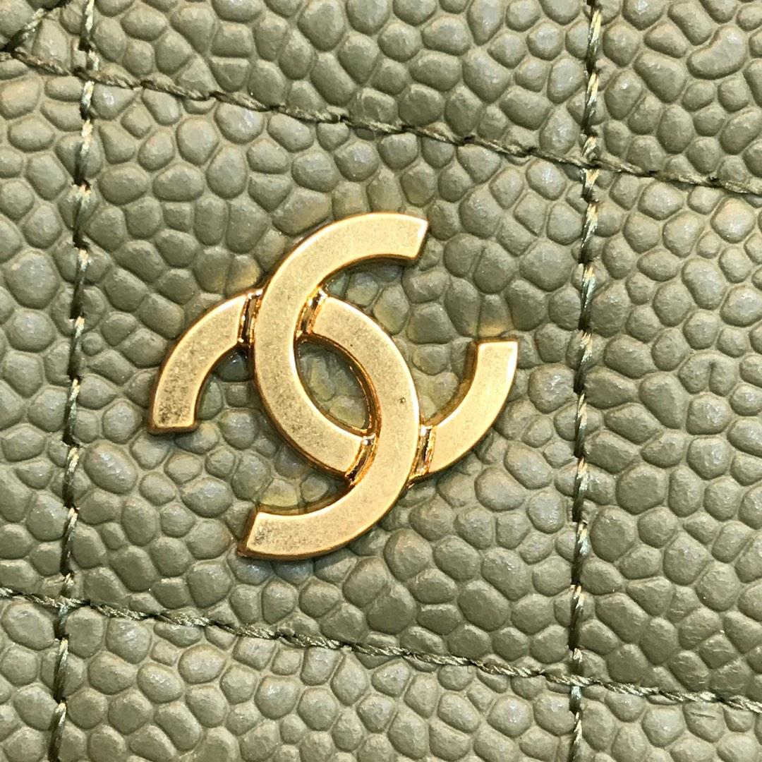 Top Quality Chanel CF Small Card Bag Dake Green Genuine Leather Gold Tone Metal