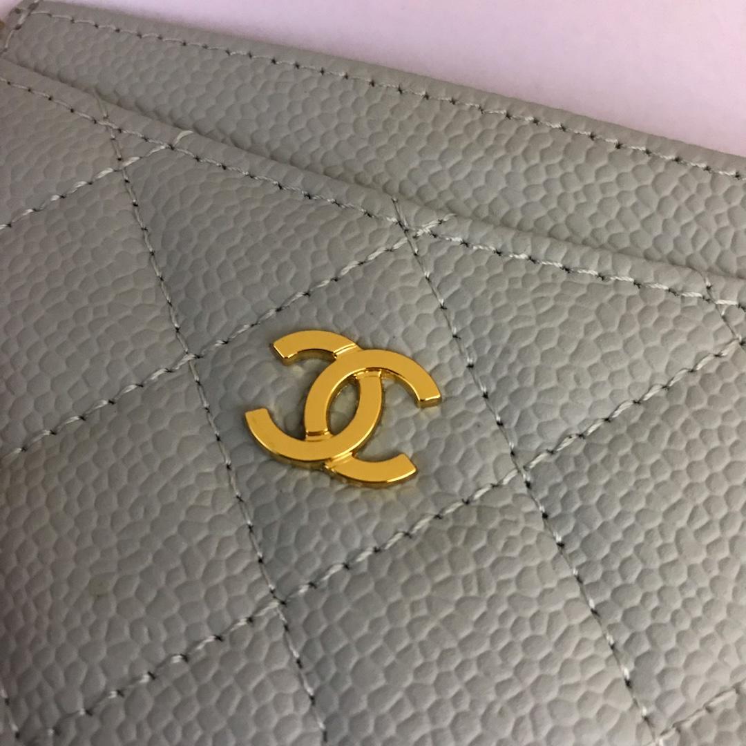 Top Quality Chanel CF Small Card Bag Grey Genuine Leather Gold Tone Metal