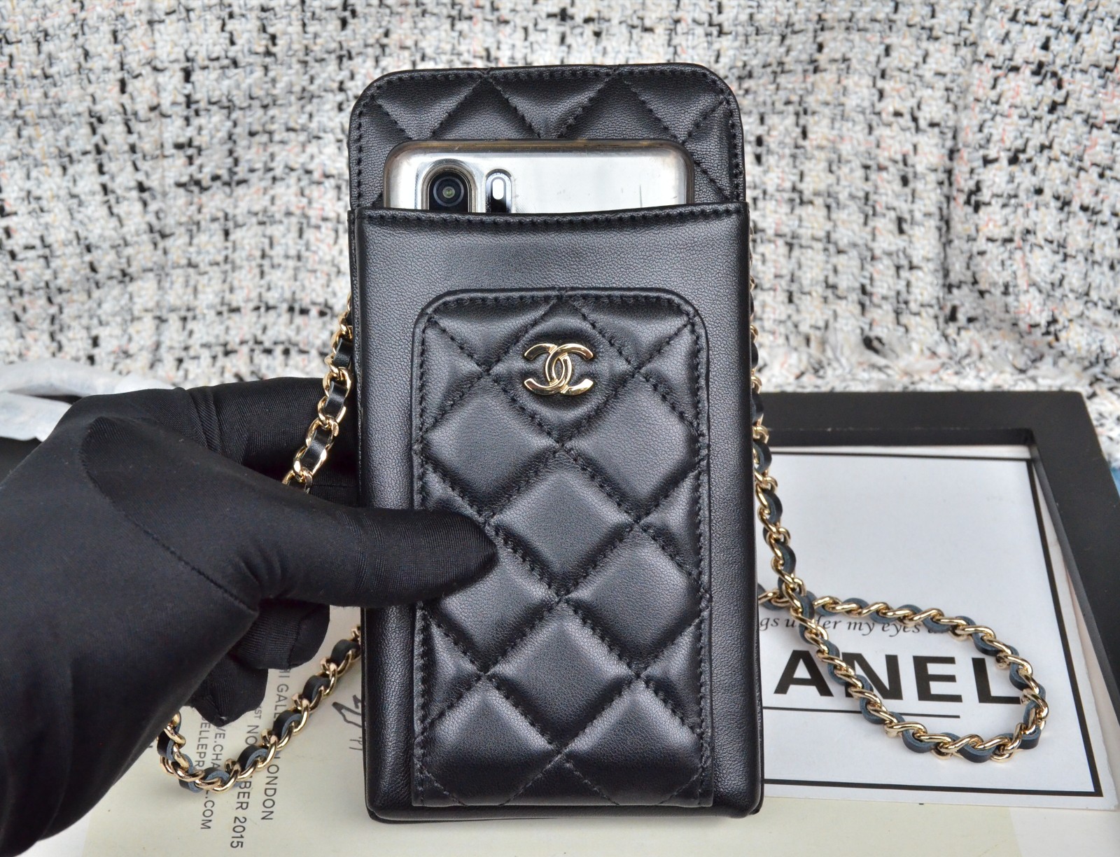 Top Quality Chanel Ohane Phone Shoulder Bag with Gold-Tone Metal Green 004