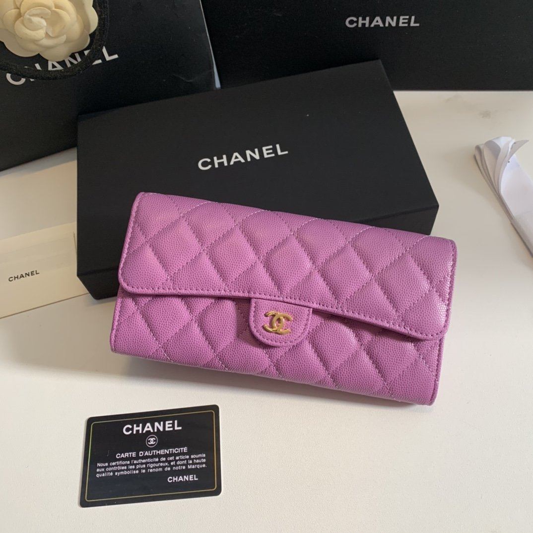 Top Quality Chanel Women Flap long Wallet Rose