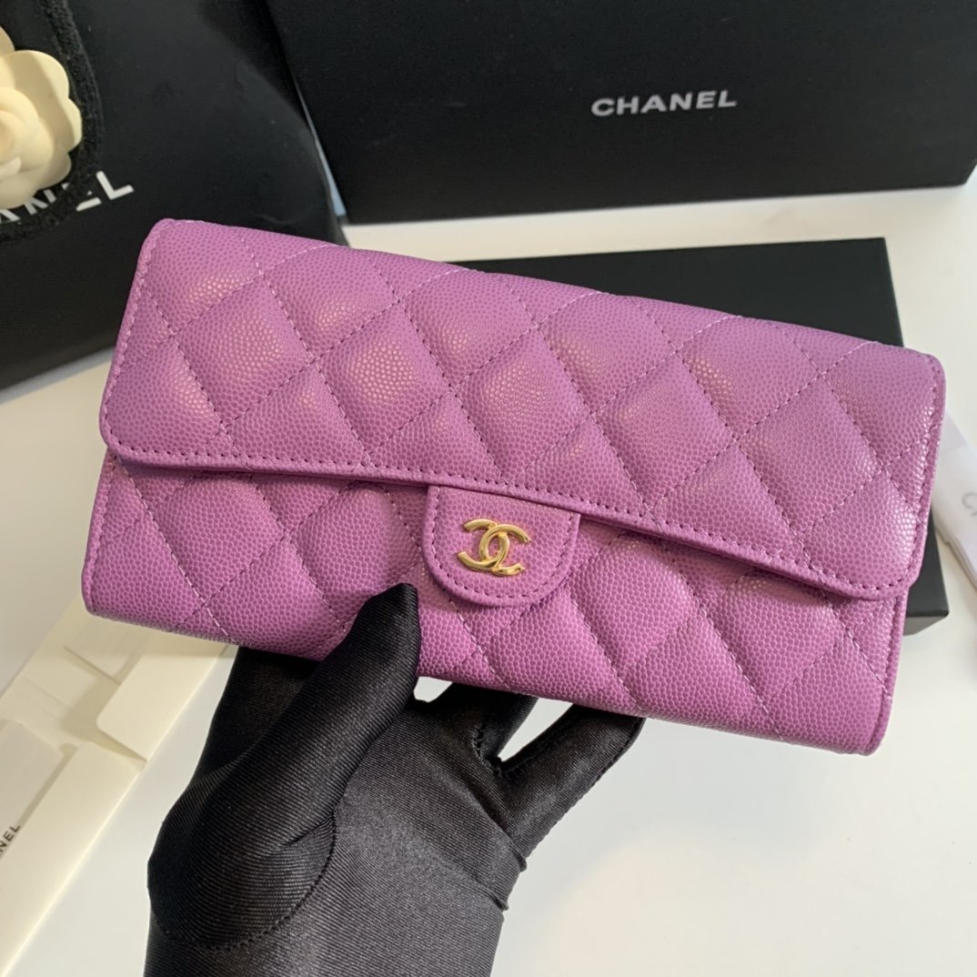 Top Quality Chanel Women Flap long Wallet Rose