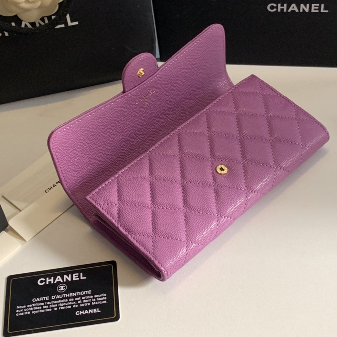 Top Quality Chanel Women Flap long Wallet Rose