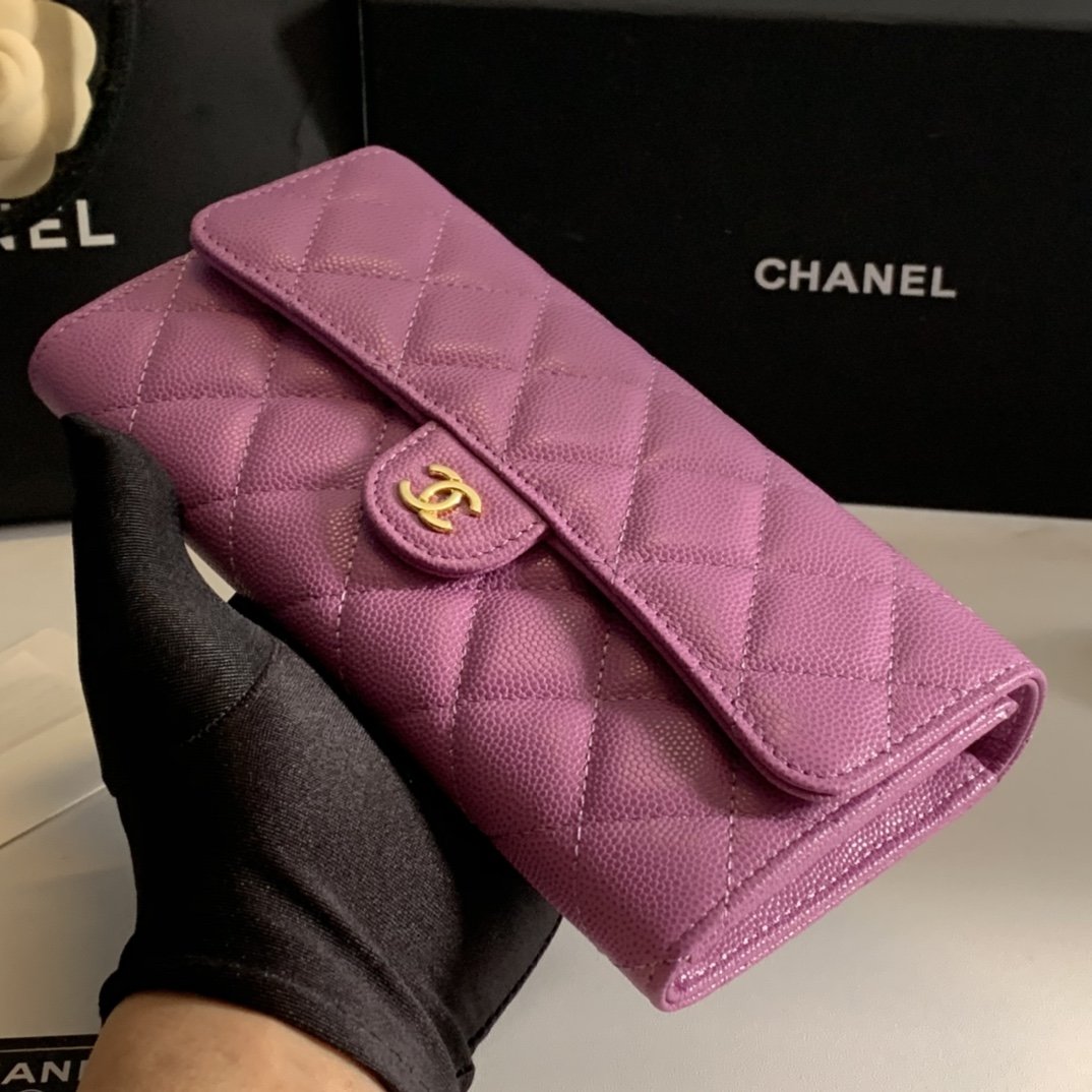 Top Quality Chanel Women Flap long Wallet Rose