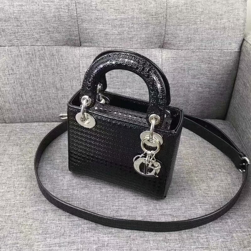 Top Quality Dior Lady Mini Bag Black Lather Handbag