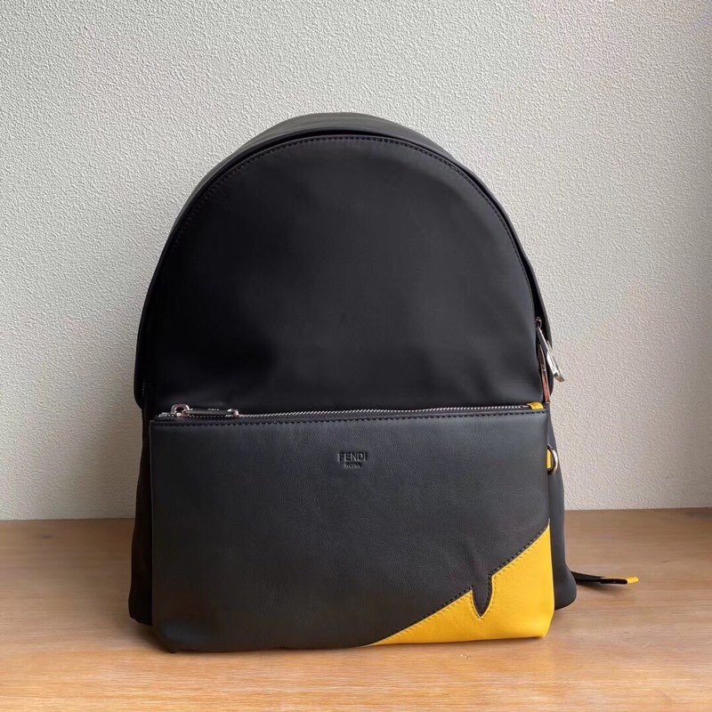 Top Quality Fendi Backpack Black Nylon with Front Pocket