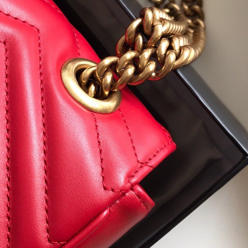 Top Quality Gucci 443497 GG Marmont Small Matelasse Shoulder Bag Red