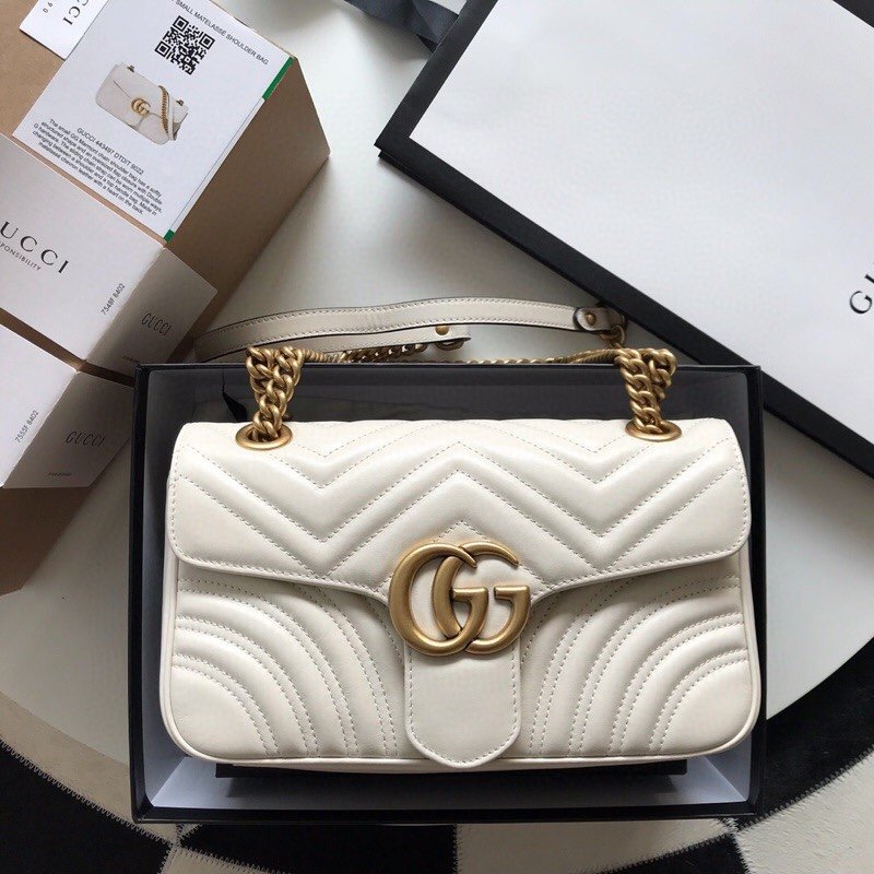 Top Quality Gucci 443497 GG Marmont Small Matelasse Shoulder Bag White