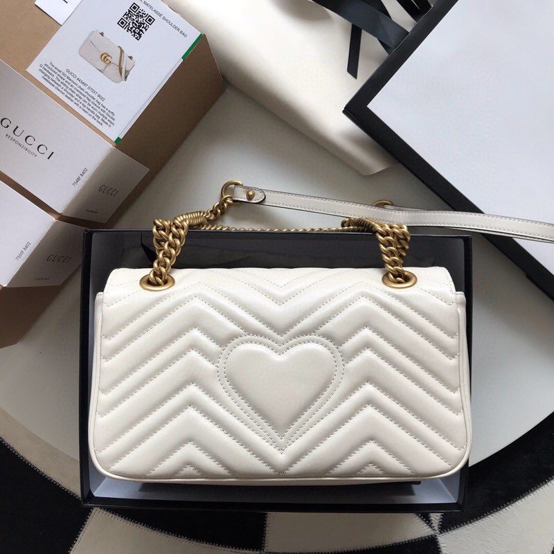 Top Quality Gucci 443497 GG Marmont Small Matelasse Shoulder Bag White