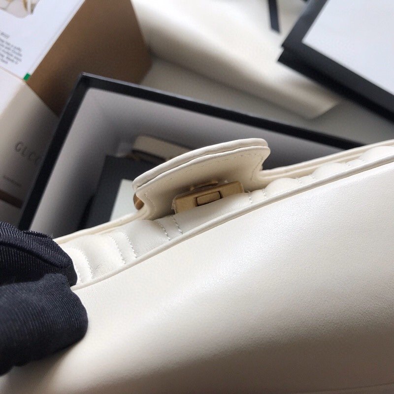 Top Quality Gucci 443497 GG Marmont Small Matelasse Shoulder Bag White