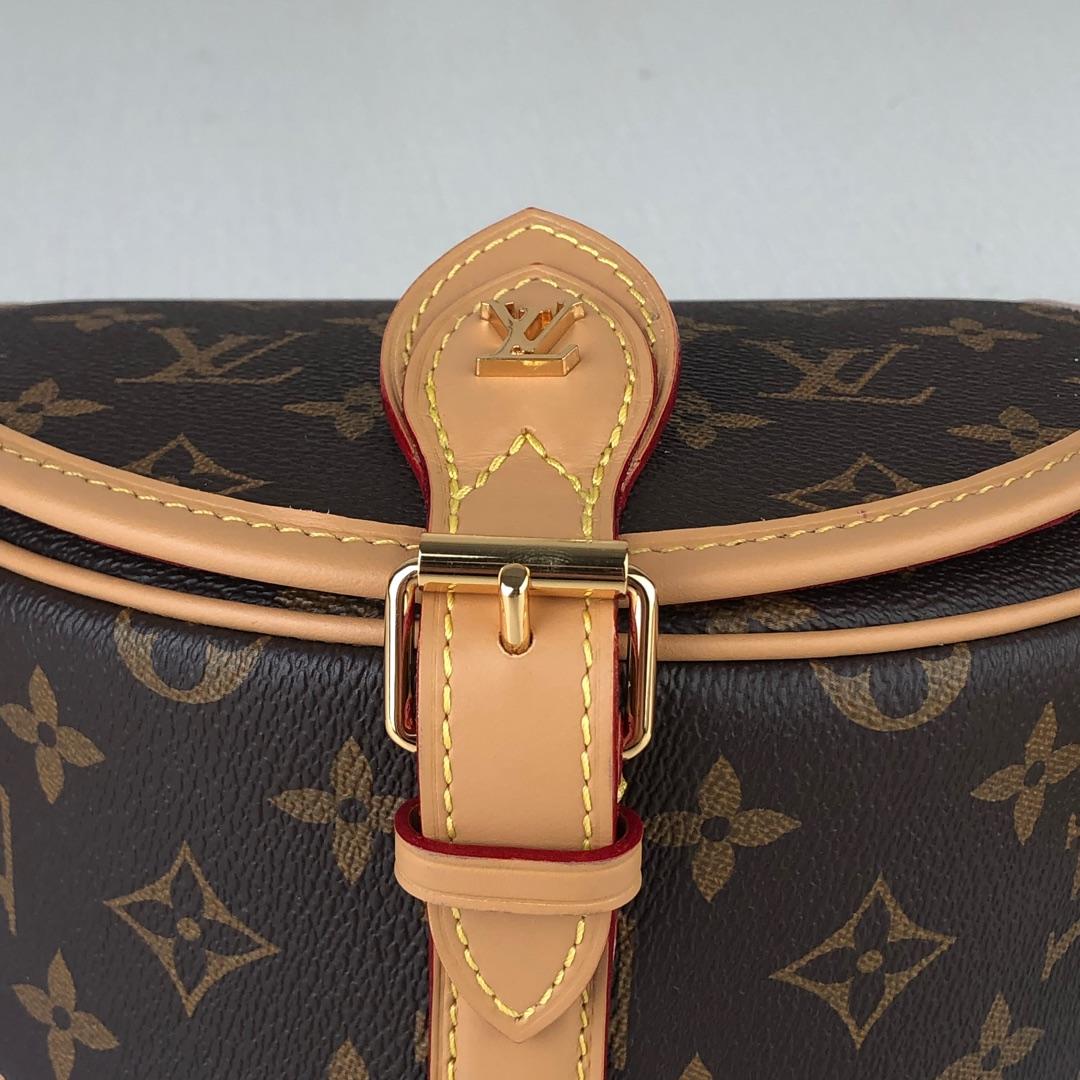 Top Quality Louis Vuitton Women Tambourin Handbag Monogram Canvas and Natural Cowhide Leather M44860