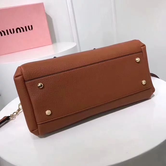 Top Quality MiuMiu 2370 Women Leather Handbag Dilute Brown