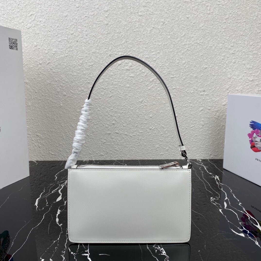 Top Replica Prada 1BC155 Brushed Leather Mini-Bag White