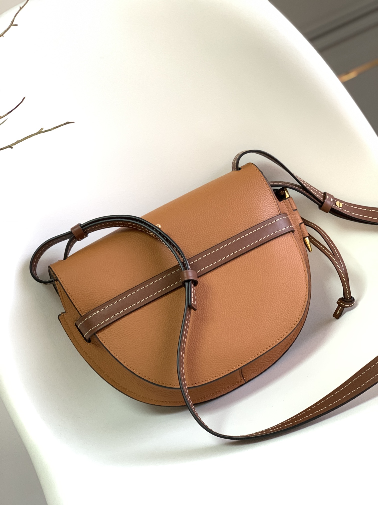 Top Sale Loewe Small Gate Dual Bag in Pebble Grain Calfskin Brown In UK Replica