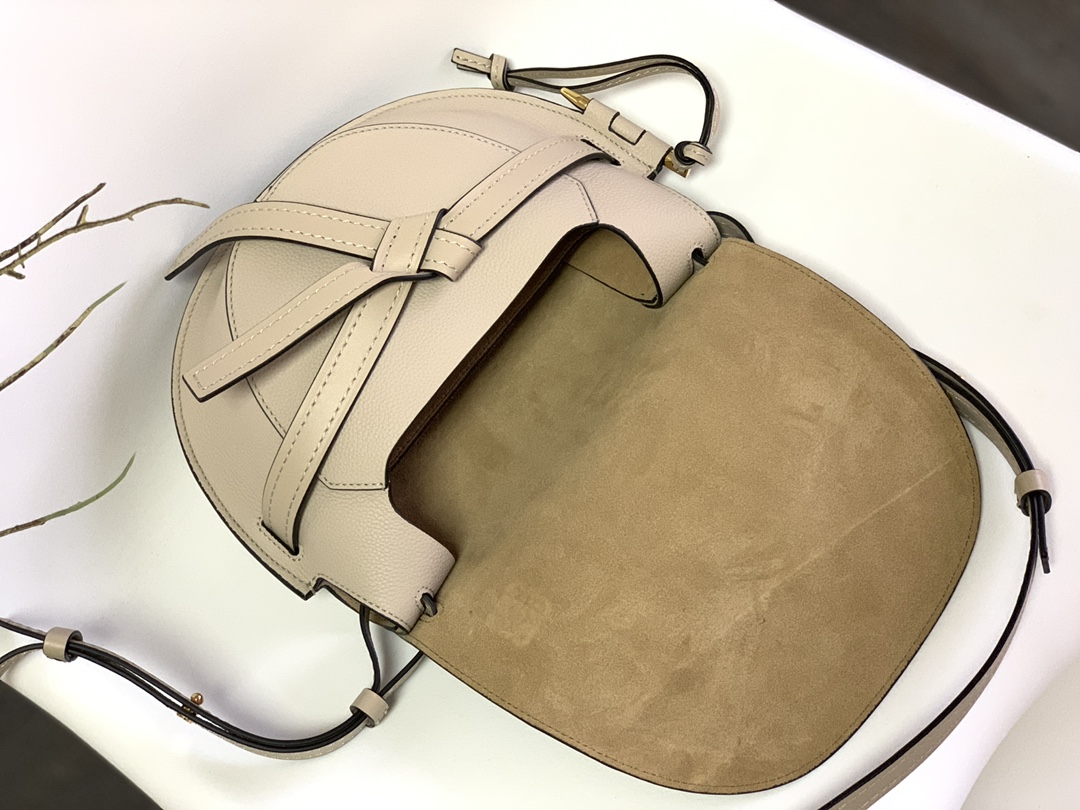 Top Sale Loewe Small Gate Dual Bag in Pebble Grain Calfskin Light Ghost In UK Replica