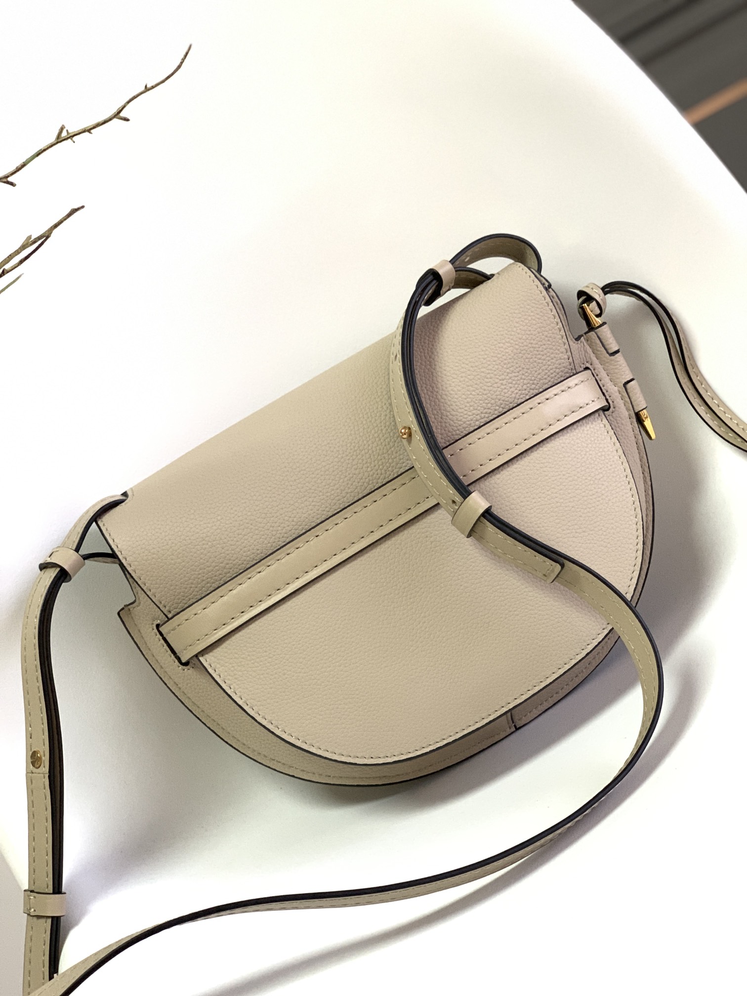 Top Sale Loewe Small Gate Dual Bag in Pebble Grain Calfskin Light Ghost In UK Replica