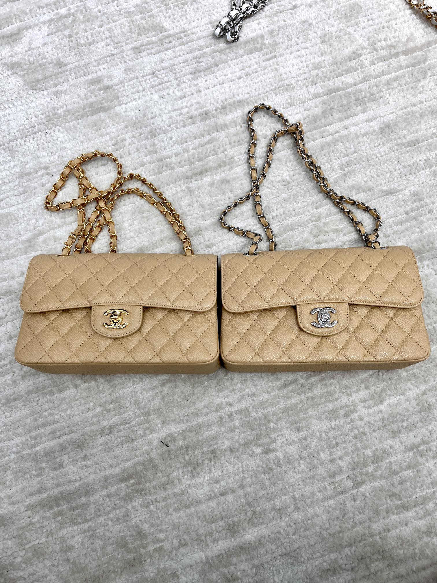 Upgraded Version Chanel CF 25cm With chip Caviar Cowhide Beige