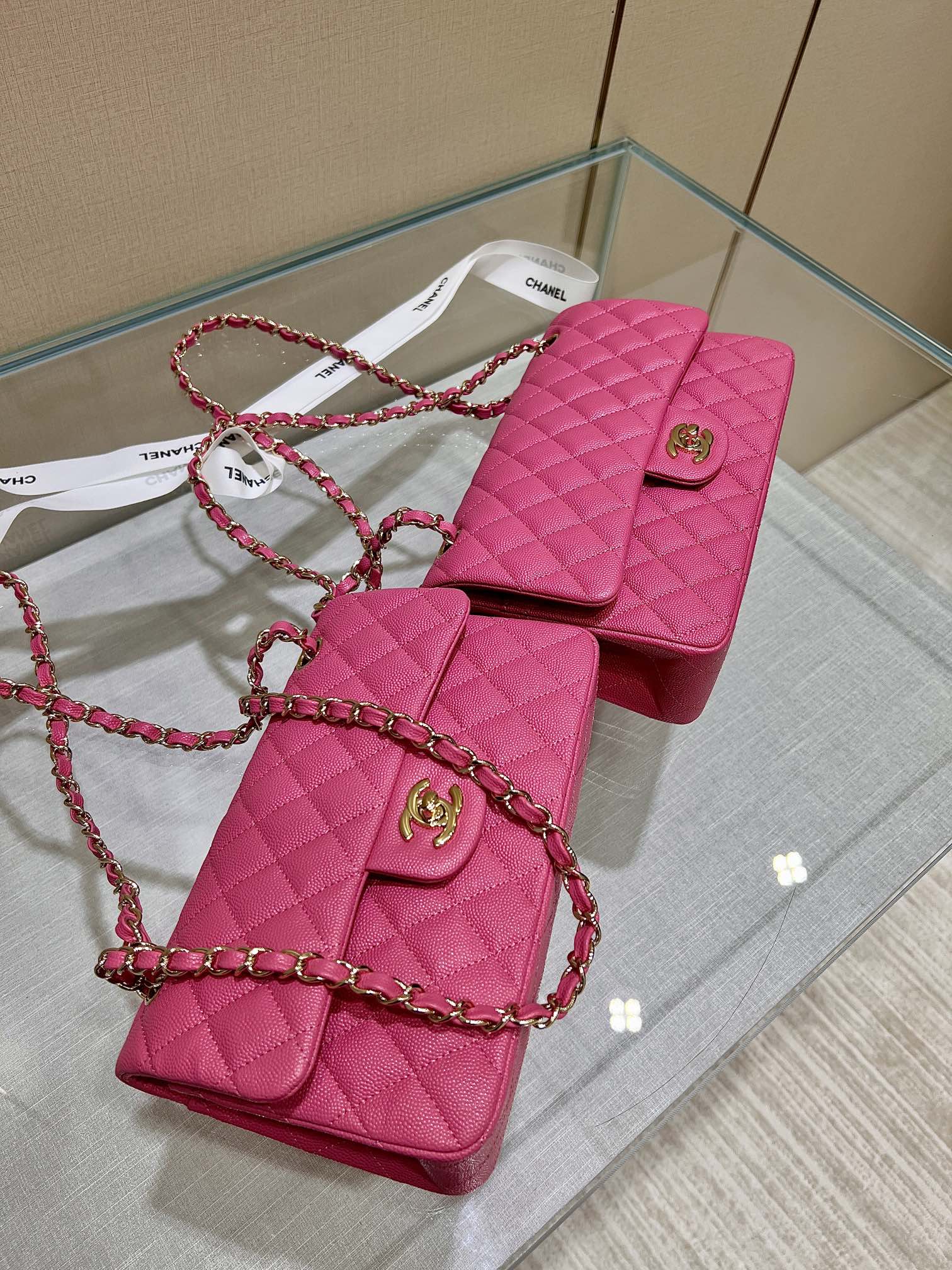 Upgraded Version Chanel CF 25cm With chip Caviar Cowhide Pink