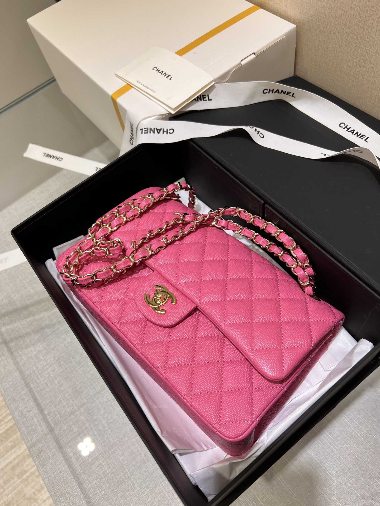 Upgraded Version Chanel CF 25cm With chip Caviar Cowhide Pink