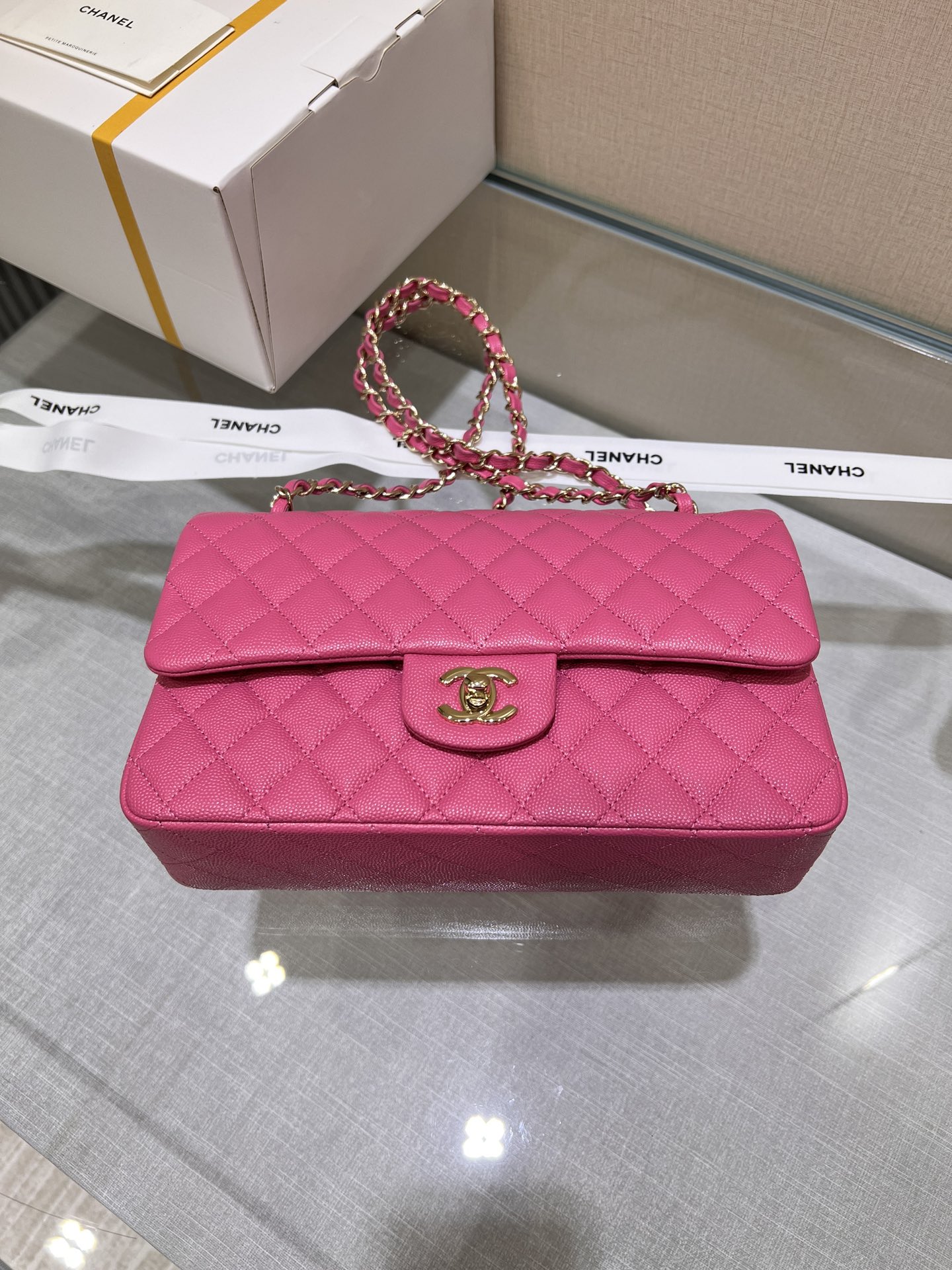 Upgraded Version Chanel CF 25cm With chip Caviar Cowhide Pink