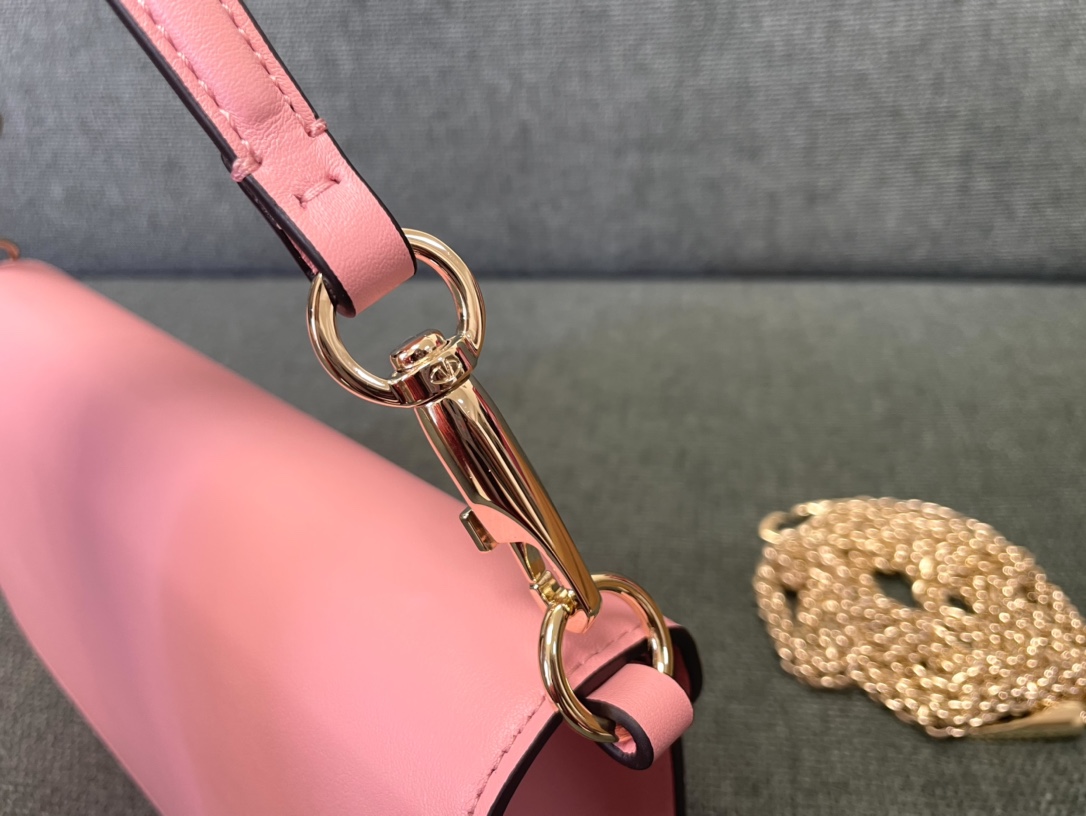 Valentino Garavani Loco Large Shoulder Bag in calfskin with VLogo with Crystals Pink