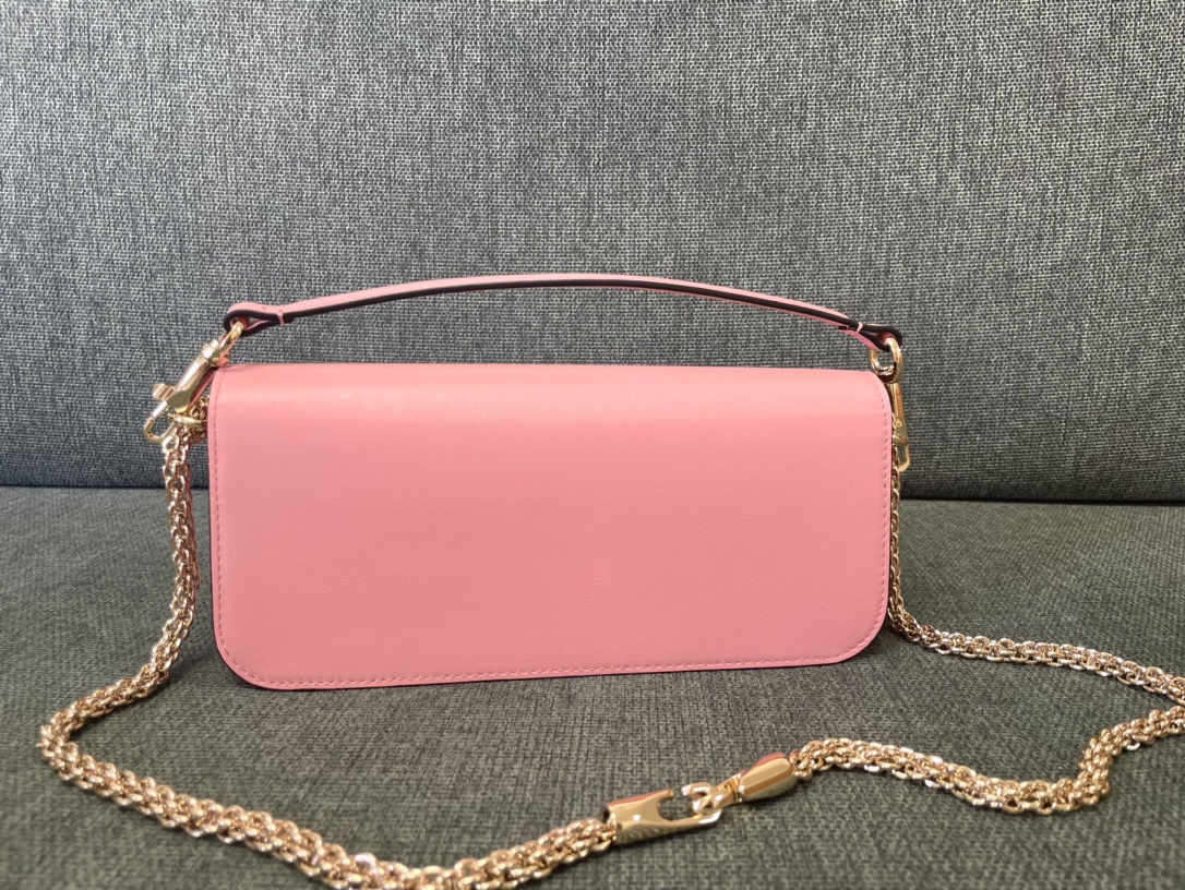 Valentino Garavani Loco Large Shoulder Bag in calfskin with VLogo with Crystals Pink