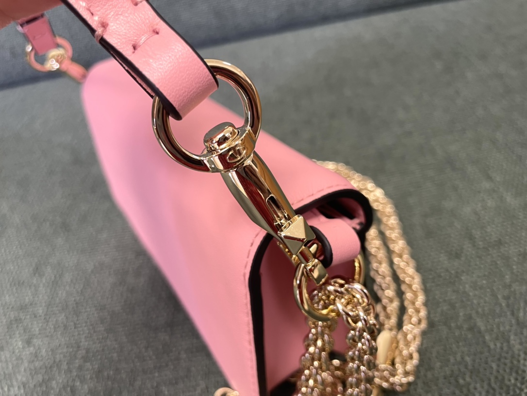 Valentino Garavani Loco Small Shoulder Bag in calfskin with VLogo with Crystals Pink