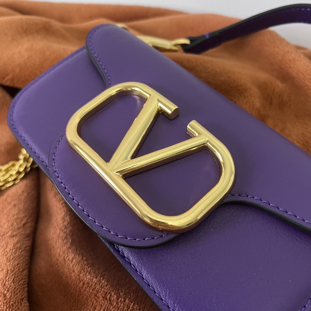 Valentino LOCO Small Shoulder Bag In Calfskin Purple