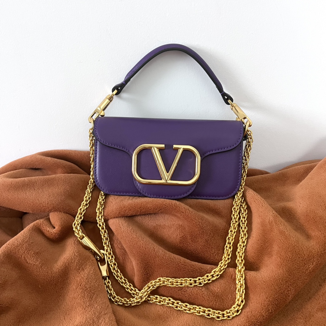 Valentino LOCO Small Shoulder Bag In Calfskin Purple
