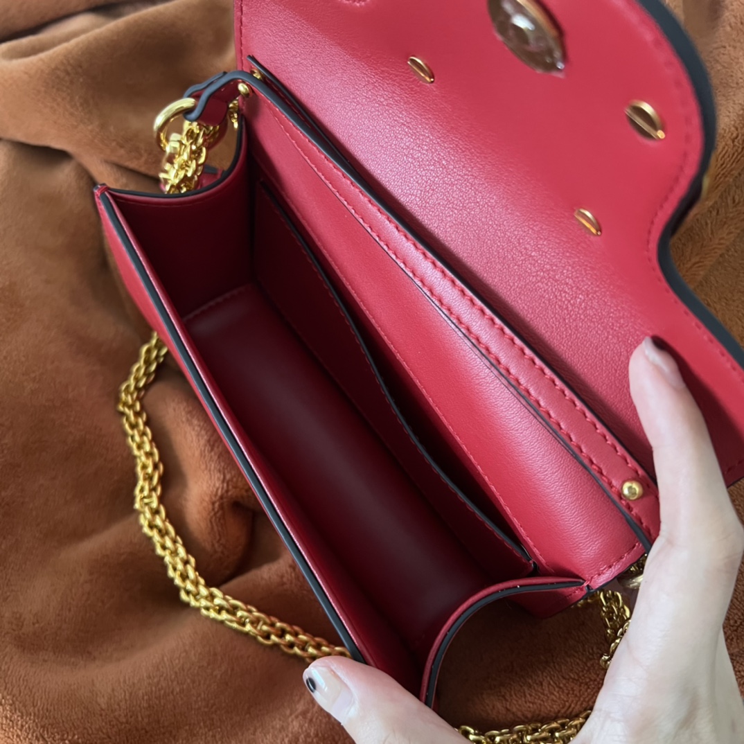 Valentino LOCO Small Shoulder Bag In Calfskin Red