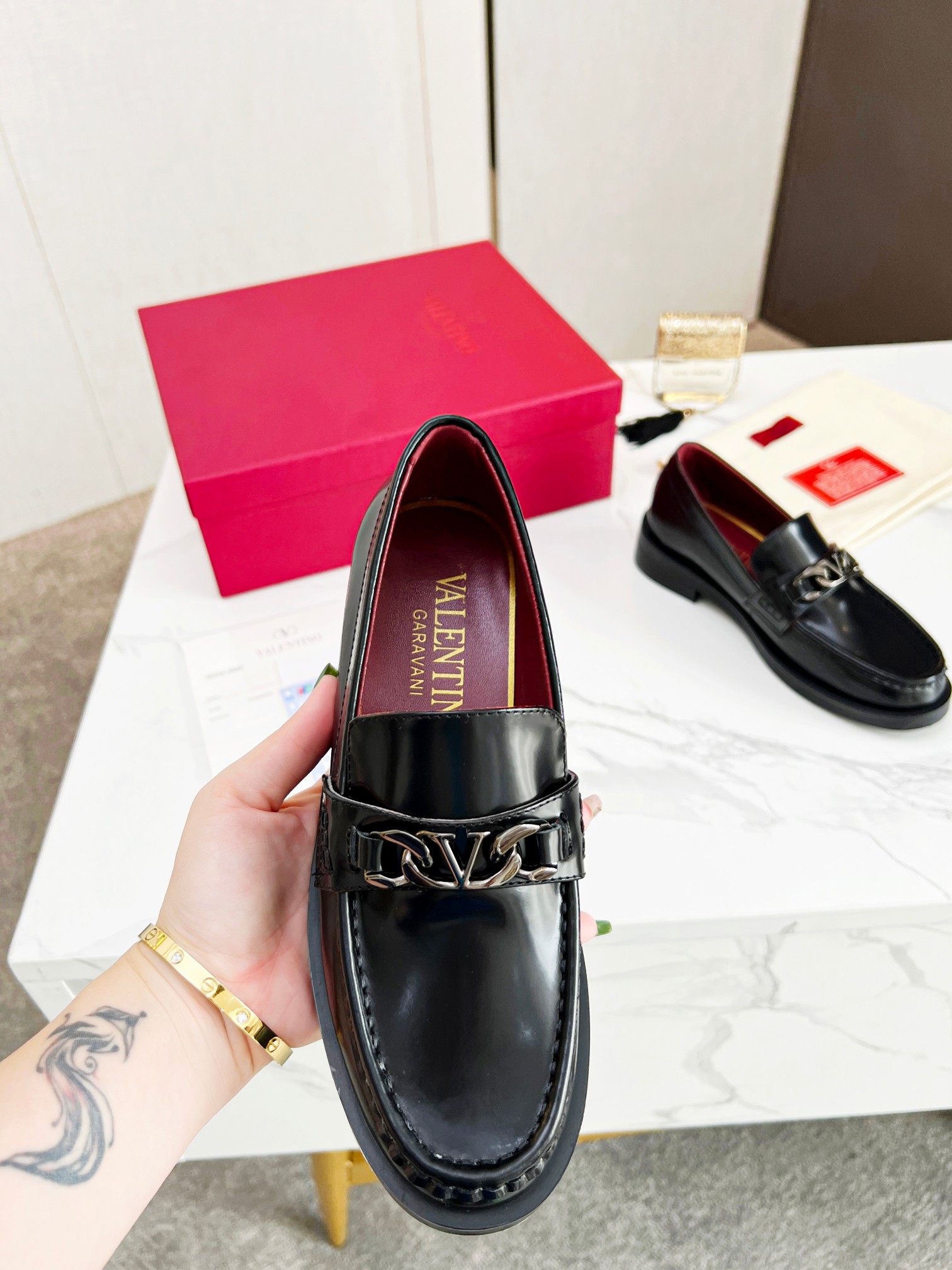 Valentino Vlogo Chain Calfskin Loafer-0004