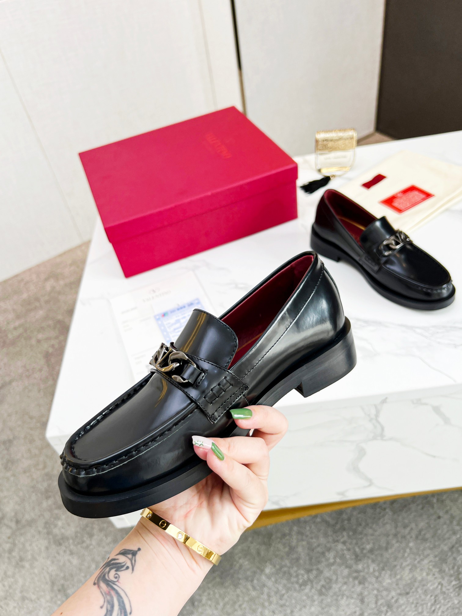 Valentino Vlogo Chain Calfskin Loafer-0004