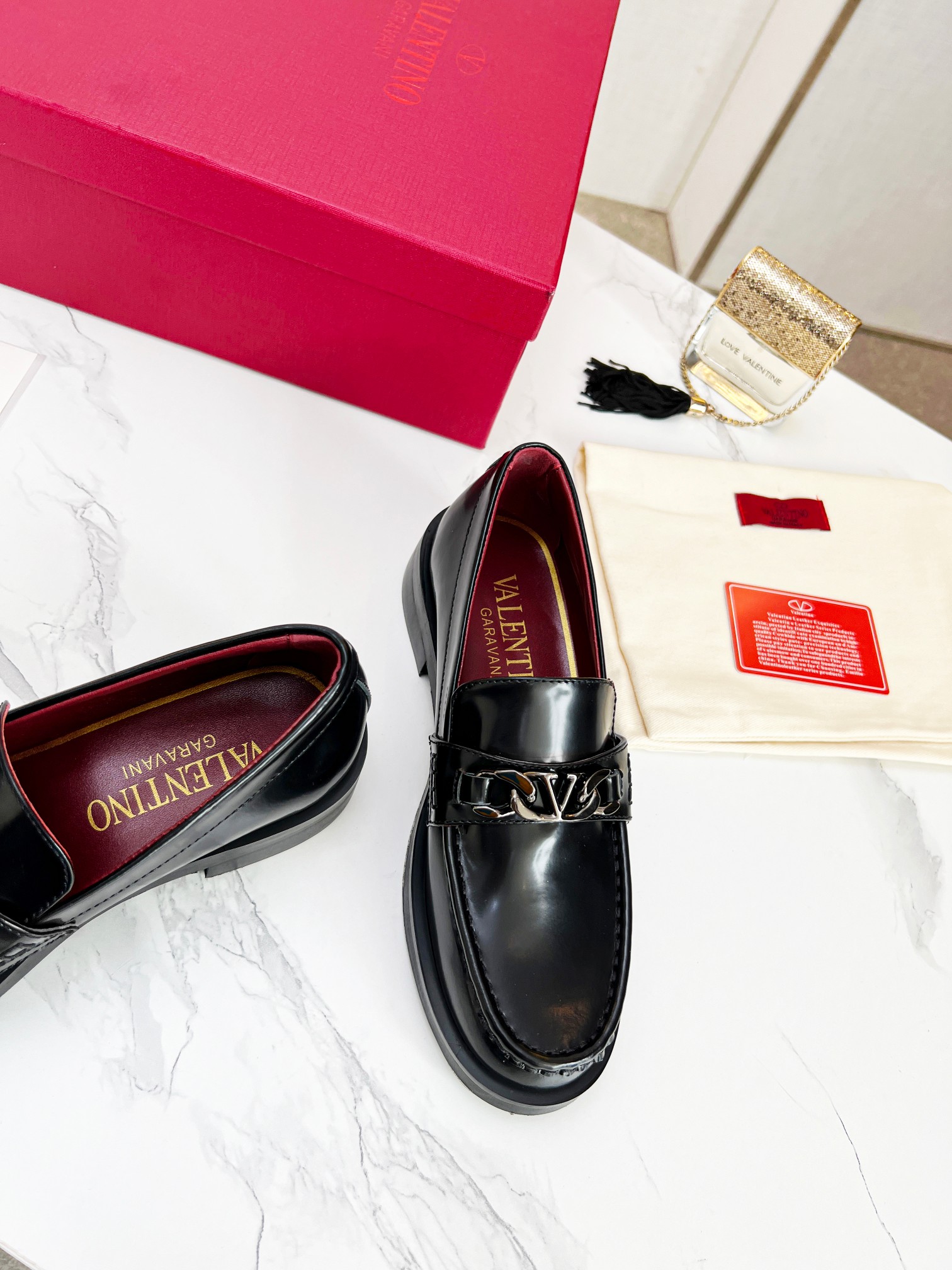 Valentino Vlogo Chain Calfskin Loafer-0004